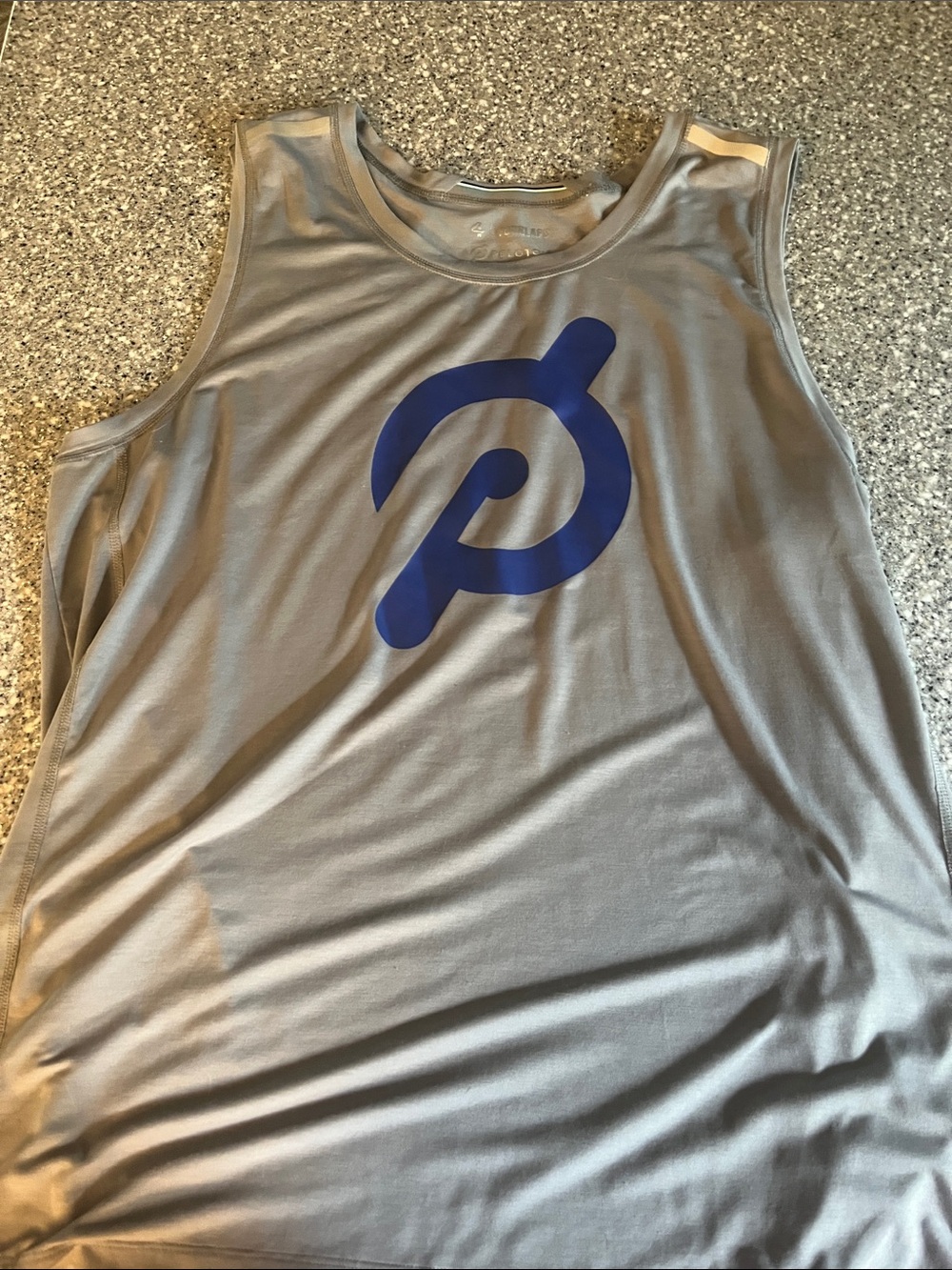 Peloton Men Tank Top in Light Gray with Blue Logo